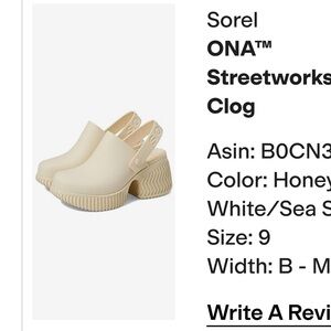 Sorel ONA™ Streetworks Clog - Cream Sz 9